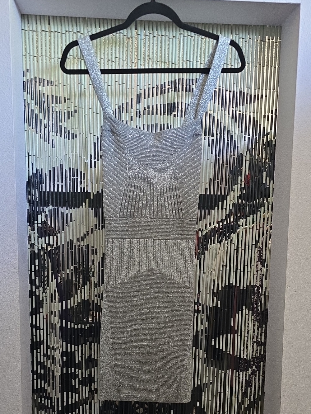 Moda International Silver Metallic Knit Mini Dress